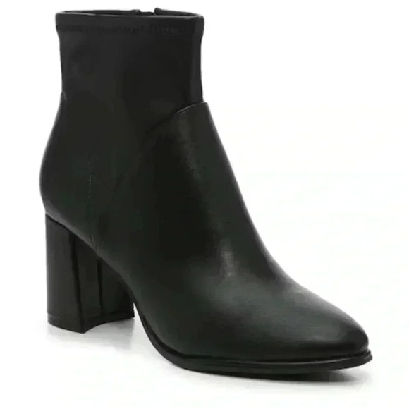 MARC FISHER DYVINE WOMENS BLACK BLOCK HEEL ANKLE BOOTIE SIZE 9 - Picture 1 of 7